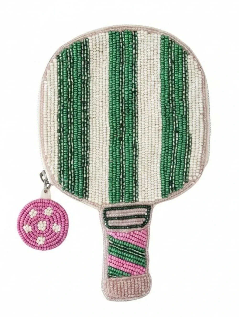 Sol and Mer NWT Viral Beaded Pickleball Paddle Wristlet In Pink & Green - Sporty